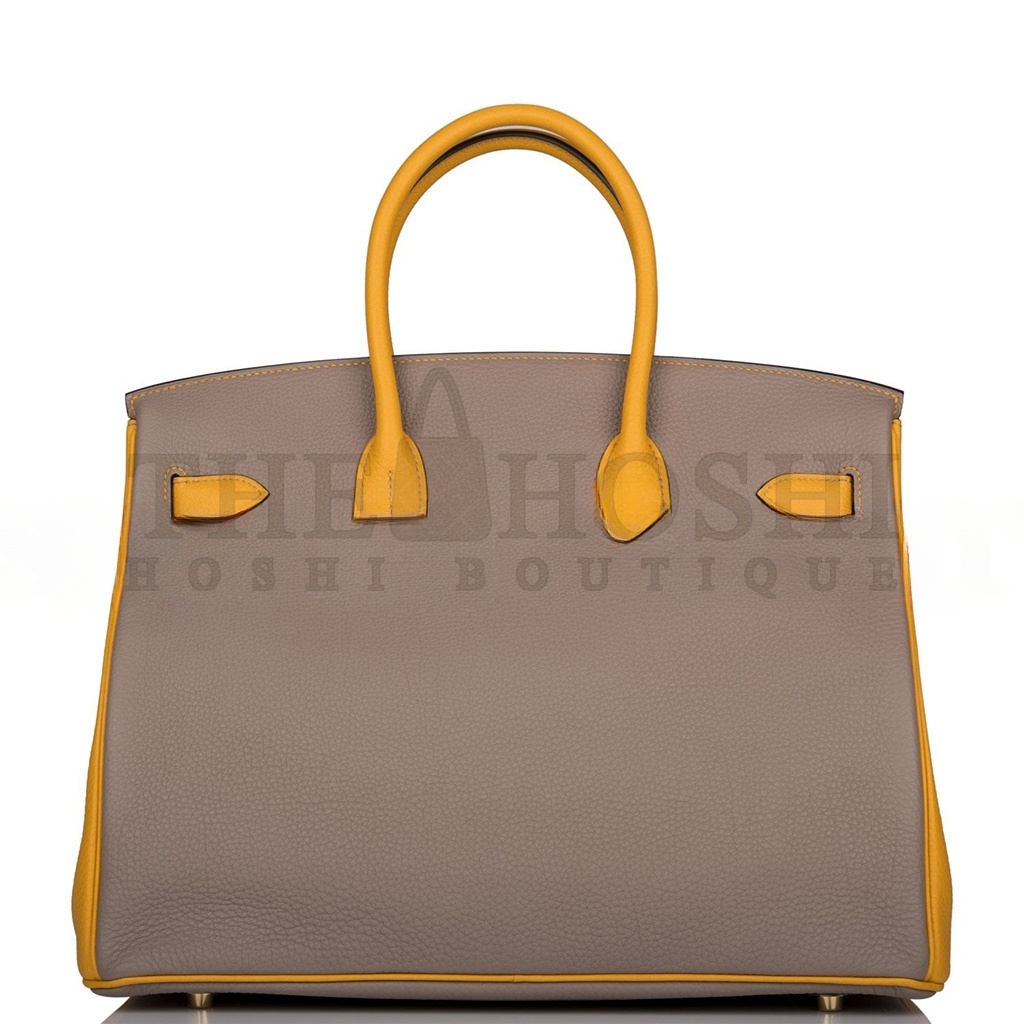 H**me5 BIRKIN 30 EPSOM TRENCH COAT GREY AND AMBER SILVER BUCKLE BAG H028369CK65 (30*23*15cm) Master Quality